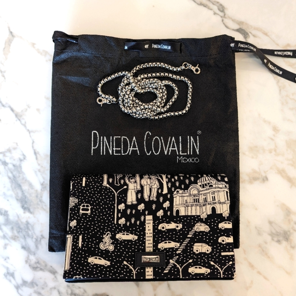 Pineda Covalin leather and silk clutch